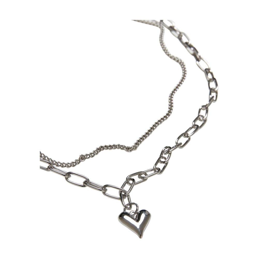 Urban Classics - Heart Icon Layering Halskette - Silberfarben